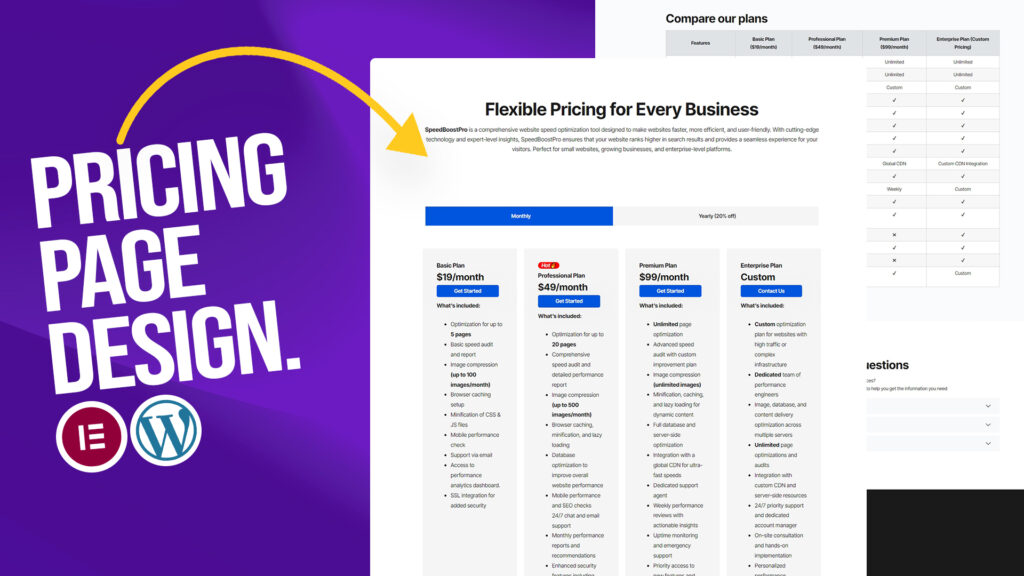 Create Custom Pricing Tables & Pages in Elementor